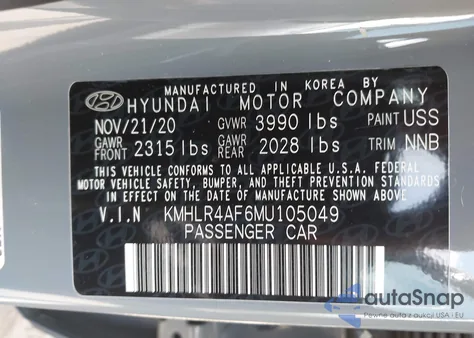 2021 Hyundai Elantra N Line z USA, uszkodzony, nr VIN KMHLR4AF6MU105049